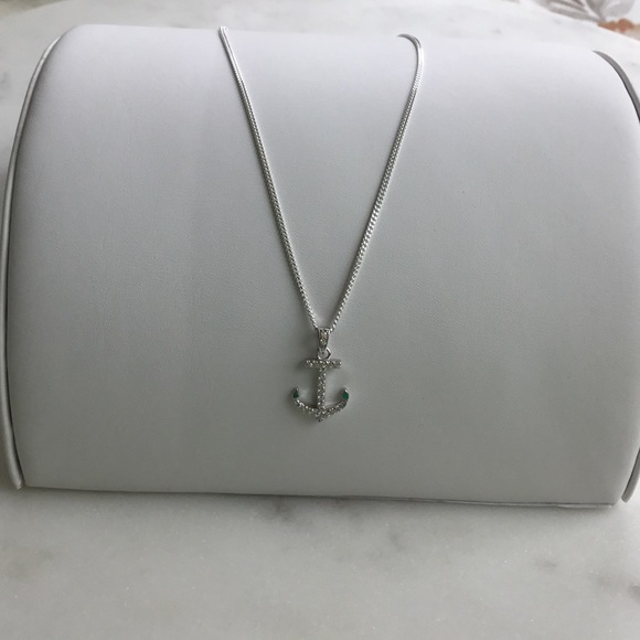 Sterling Silver Cz Anchor Necklace - Picture 6 of 15